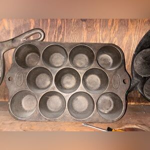 Vintage Black Cast Iron Muffin Pan